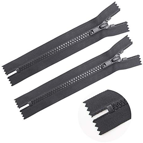 ByaHoGa 2 stycken 15 cm dragkedja plast svart 5 mm, inte delbar för väska gör-det-själv sömnad hantverk (RZ-CE)