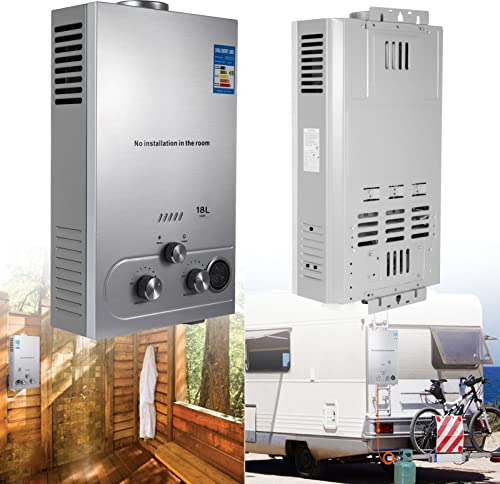 LMYYDES Calentador de Agua Caliente a Gas de 18L Ducha de propano Caldera instantánea sin Tanque de Acero Inoxidable Electrodomésticos a Pedido Mini Agua instantánea, 65x35x16cm