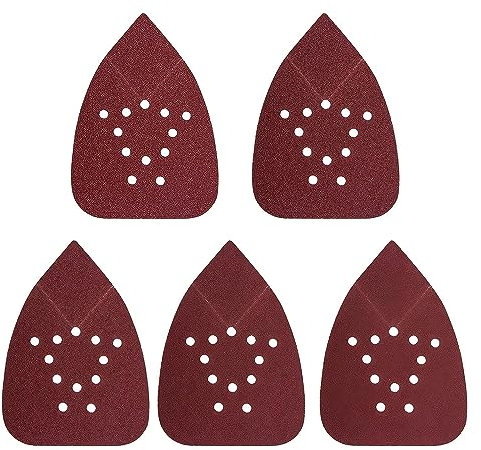 50 Pieces Mouse Sander Pads, 12 Holes Hook and Loop Sander Pads, 60/80/120/180/220 Grit for Precise Detail Sanding, Mouse Sander Pads for Black and Decker Detail Palm Sander