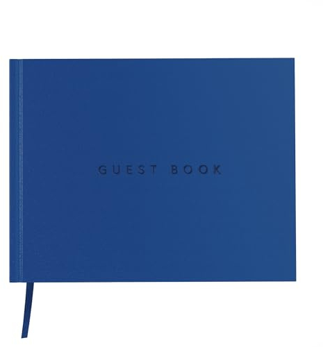 Useful Co. Libro Degli Ospiti Classico, Libro Degli Ospiti Alternativo Per Feste, Libro Di Accesso, Libro Degli Ospiti Per Funerali, Copertina in Pelle, 112 Pagine, 24,9 X 19,8 Cm (Blu)