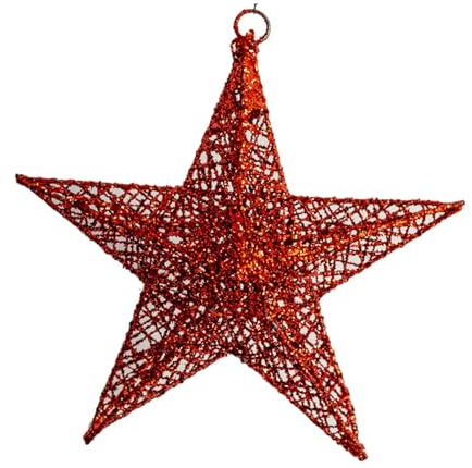 MagiDeal Weihnachtssterne zum Aufhängen, Weihnachtsstern-Anhänger, Metallsterne, ausgehöhlte Ornamente, Weihnachtsdekoration für Esszimmer und Schlafzimmer, rot 15cm