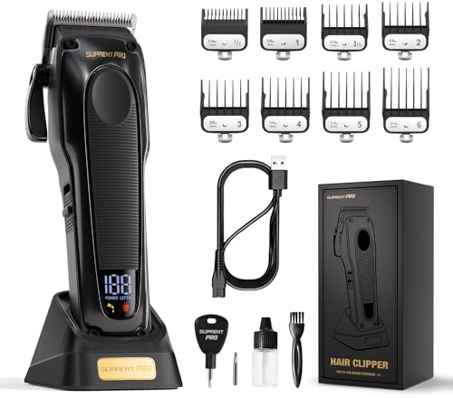 SUPRENT PRO Haarschneidemaschine Profi - Haarschneider Herren Bürstenloser Motor und DLC-beschichteter Abnehmbarer Klinge - Kabelloses Langhaarschneider Männer- Geschenk