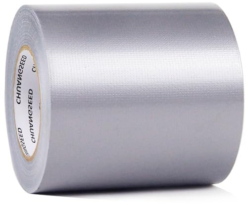 CHUANGSEED Widerstandsfähiges Gewebeband, grau, 100 mm x 50 m, Gaffer, breit, silberfarben, amerikanisches Klebeband zur Reparatur von Dichtungen, Heavy Duty Duct Tape Slive, Befestigung, Reparatur