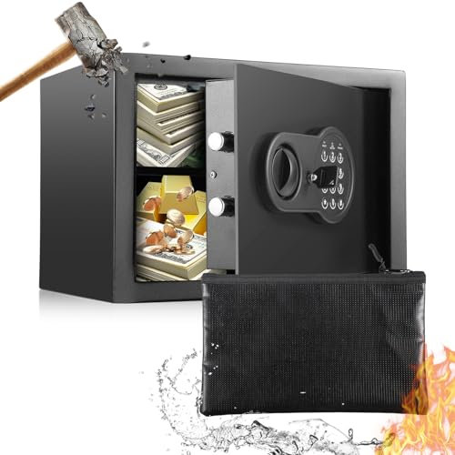 Bisofice Coffre-fort de 25 l ignifuge étanche avec serrure à combinaison, petit coffre-fort pour munitions, argent, bijoux, documents, médicaments
