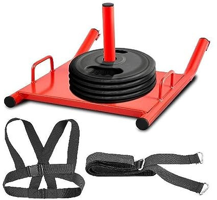 Gewichtsschlitten Push Pull Heavy Sled Drag Fitness HD Power Speed ​​Trainingsschlitten for Training und Fitness Krafttraining Rot