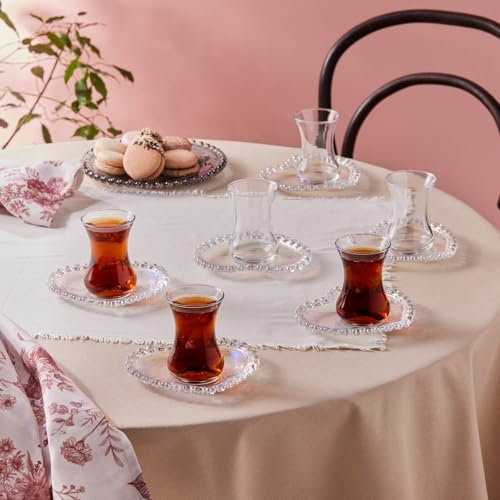 Karaca Rory 12 Piece Glass Turkish Tea Set for 6 People, 14cm