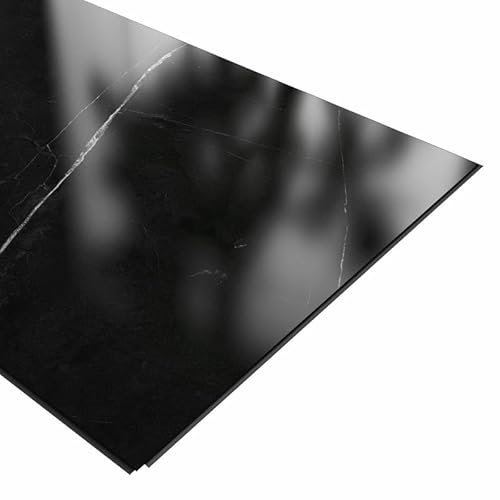 Panneau Mural Douche SPC/PVC Décor Marbre Noir satiné - 90x260cm - 2,34M²