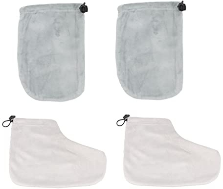 WRITWAA 2pairs Insulated Cotton Gloves Feet Set Warm Foot Care Paraffin Therapy Accessories Bathing Gloves for Cold Relief