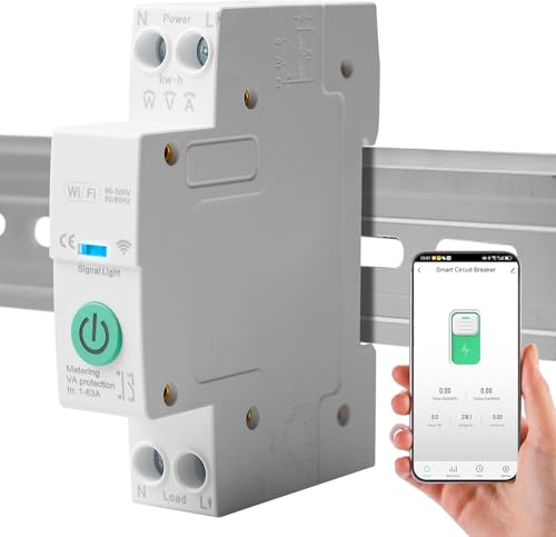 Interruttore intelligente di potenza, Smart Life WiFi, interruttore a guida DIN WIFI 1P per telecomando Smart Home senza fili, timer Wi-Fi, interruttore temporizzatore, controllo vocale