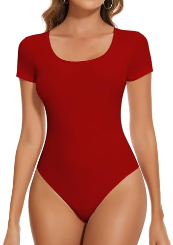 SHAPERIN Body Manche Courte Femme Col Rond Une Pièce Bodysuit Top Décontractés Chemisiers Blouses Jumpsuit Haut