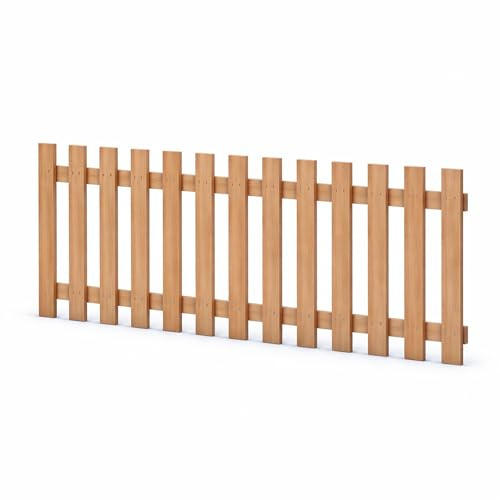 Gartenpirat Träpaket staket längd 180 cm höjd 120 cm – naturlig lärk staketribbor typ E – trädgårdsstaket med spärrar och skruvar