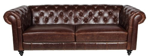 AC Design Furniture 43699 Chester Field Henning Canapé 3 Places, Env. 219 x 78 x 88 cm, Housse Cuir Bycast Marron