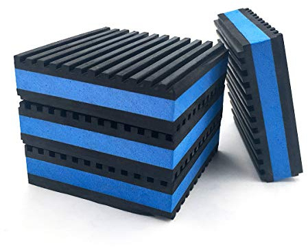 LBG Products Rubber Anti-Vibration Isolation Pads,4 X 4 X 7/8 Heavy Duty Blue EVA Pad for Air Conditioner,Compressors,HVAC,Treadmills etc(4 Pack)