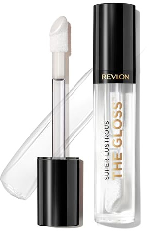 Revlon Brillo de labios Super Lustrous, color de labios de alto impacto con fórmula cremosa hidratante, impregnado con agave, aceite de moringa y mantequilla de cupuacu, transparente (200)