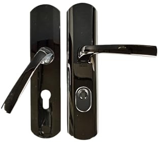 Vachette MUZE - Tirador de puerta blindado sobre placa para puerta de entrada, versión llave I, distancia de 195 mm, material Zamak resistente, acabado en diamante negro