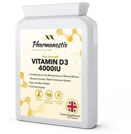 Vitamin D 4000iu - 365 Easy-Swallow Micro Tablets - One a Day High Strength Cholecalciferol VIT D3 - Vegetarian Supplement - Made in The UK