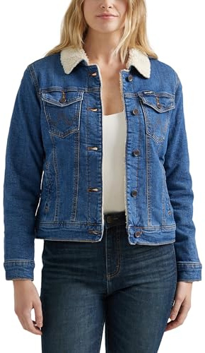 Wrangler Women's Retro Sherpa Lined Jacket, Denim, Large