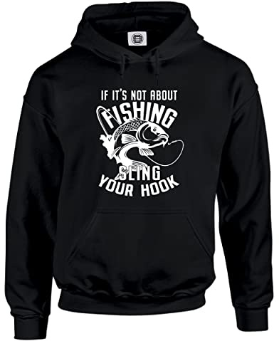 Dead Set Studio Fishing Hoodie For Men - Sling Your Hook - Koi Carp Fishing Gifts For Men BLACK SIZE XL