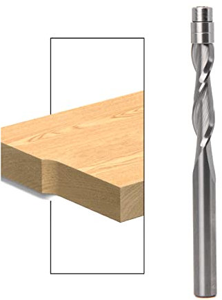 Sinoprotools Spiral Flush Trim Router Bits, Solid Carbide Flush Trim Router Bits, 1/4 Shank Up-Cut 1/4X1/4X1-1/8X3(1 Bits)