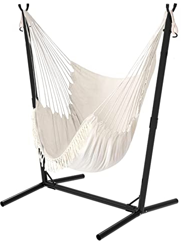 U-Type Hängesessel mit Ständer, höhenverstellbarer Hängemattenständer, für drinnen und draußen, stabiler Hängesessel mit Ständer, 100 kg