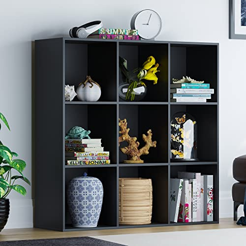 Vida Designs Durham Cube - Estantería organizadora de Almacenamiento para Sala de Estar, Muebles de Oficina en casa (9 Cubos, Negro)