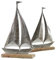 Logbuch-Verlag maritimes Deko Set 2 Segelschiffe aus Metall & Holz Segelboot Figuren Geschenk silberfarben Geschenkidee Segler