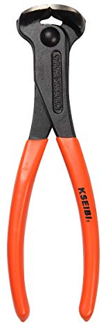 KSEIBI 141155 End Cutting Pliers 8 Inch Grip Handle Black Finish Chrome Vanadium Steel Carpenter Pincer, Nippers Tool, Cat Paw, Nail Remover, Rivet Cutting Pliers, Steel Wire Cutter Construction Tool