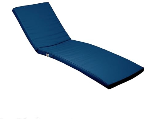 Déco Arts Coussin Bain de Soleil - Coussins Rectangulaires pour Chaise Longue - Coussin Déhoussable avec Traitement imperméable et Poignées de Transport - Certifié OEKO-TEX - 185x60x5 cm, Bleu petrole