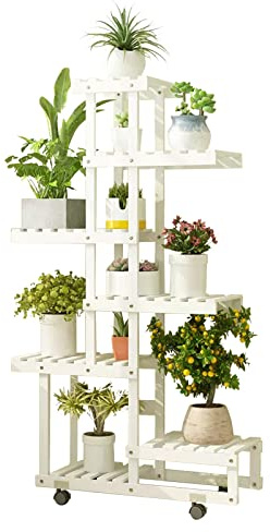 SXBHDM Support pour Pot de Fleurs Blanc d'intérieur, Étagère à Plantes escalier Support de Porte Pots de Plante Fleurs Étagère à Fleurs Grande échelle d'angle pour jardinière, Balcon, terrasse