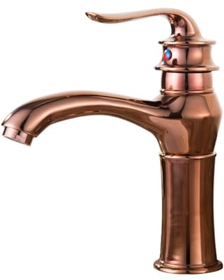 QUINTO Basin Taps Faucet, Full Copper, Antique, Rose Gold, Hot & Cold, Bathroom, Retro Washbasin, Golden, Soft Water Flow, Ceramic Valve