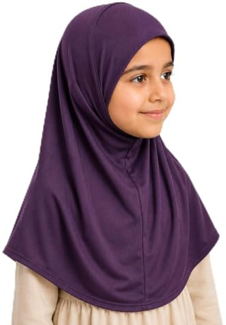 Yaqeen Girls instant headscarf hijab plain al Amira, readymade pull on scarf, ideal for any occassion school/nursery