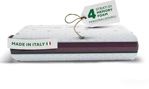 Cervicalm - Cuscino Cervicale per Dormire, cuscino memory foam ortopedico con 4 Strati Regolabile Modulabile e Personalizzabile, Guanciale Memory Foam Antirussamento, Cuscino Letto Ergonomico