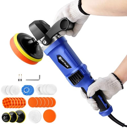 Electric Dual Action Polisher for Car, 1400W Electric Polishing Machine, 800-3500 RPM, 6 Variable Speeds, 150-180mm