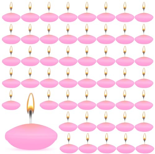 ZITUZY 50 Stück Rosa Schwimmkerzen, Unparfümierte Schwimmkerzen, für Hochzeitspool, Valentinstagbadewanne, Abendessen, Weihnachtsdekoration (Rosa)