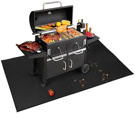 VinBee Tapis de sol ignifuge pour barbecue, 122 x 76 cm, en fibre de verre, en silicone résistant à la chaleur, résistant à l'huile, pour barbecues d'extérieur