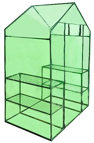 puraday Serra da giardino 120 x 80 x 190 cm, cabina serra con 4 ripiani, protezione antigelo per piante, serra invernale, per pomodori, serra, 4 ripiani, copertura antistrappo