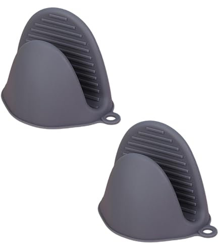 Bodhi2000 Guanti da forno resistenti al calore antiscivolo in silicone 1 paio di mini presine isolati per cucina barbecue grigio scuro