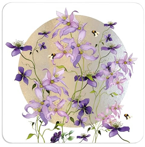 Nigel Quiney Birthday/Blank Greeting Card - Blank Card for Women with Clematis Flowers and Bees Design with Foil Embossed Details - General Card Suitable for Any Occasion