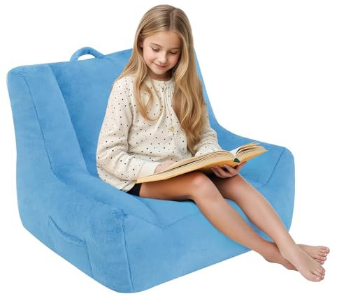 MeMoreCool Sitzsack Kinder, Baby Sessel mit Füllung Jungen und Mädchen, gemütliches Sofa mit Tasche für Spielzimmer, Sitzsäcke fürs Kuschelecke Kinderzimmer, Blau