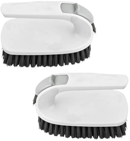 2-pack rengöringsborste 2-i-1 tvättborste stabil mattborste borste med bekvämt handtag kök skrubborste diskborste handborste för skor badrum dusch handfat golv, 13 x 8,7 cm