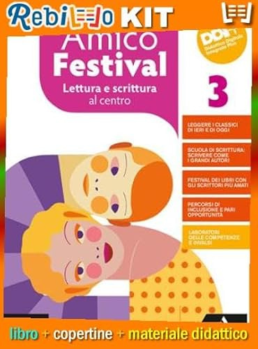 Rebillo AMICOFESTIVAL + EXAM TOOLS 3 Libro scolastico + Kit scolastico con