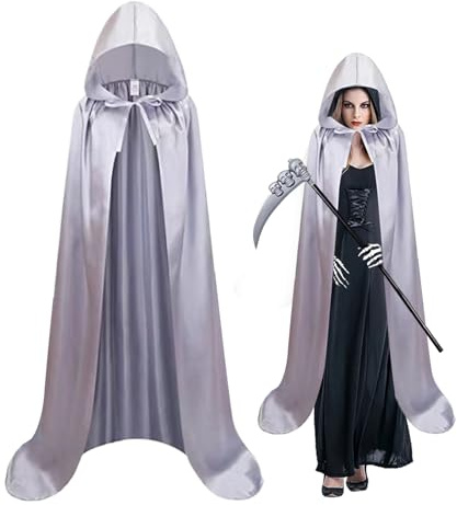 Générique Häxkappa, unisex halloween-kappa med huva, 150 cm, lång cosplay-klänning, dam, herr, rollspel, medeltida marknader, teaterevenemang, fester