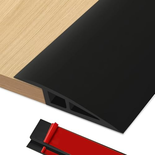 BOYIFEIJIE Perfil Transición Suelo Desnivel, 2M x 7cm Perfil de Transición para Suelo Autoadhesivo de PVC, Tapajuntas Suelo para Desniveles de Umbral de 15mm ~ 20mm (Negro)