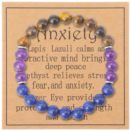 Ymapinc Anti Anxiety Bracelet for Women, Amethyst Bracelets, Tiger Eye Bracelet, Crystal Jewelry, Healing Bracelets, Inspirational Yoga Gift for Women Stress Relief Jewelry, Valentine's Day Gifts