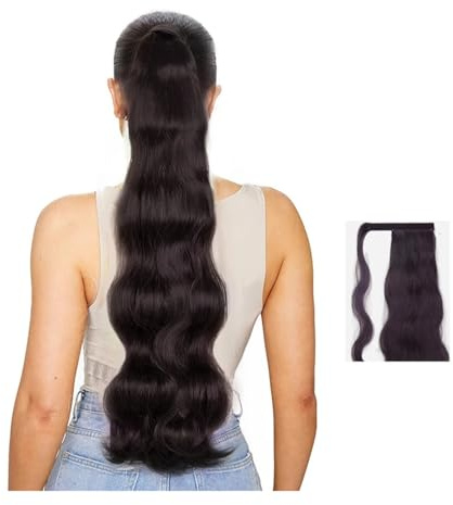 Clip envolvente largo de cola caballo Body Wave en color rubio resistente al calor for mujer(B)