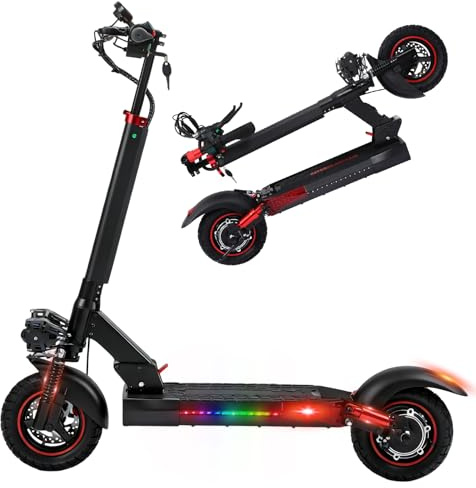 Electric Scooter Adults, Up to 40-55KM Range, 48V 15Ah Battery, Foldable E Scooter with 10 Off-Road Tubeless Tyres, Dual Disc Brakes, Rear-Wheel Drive, IPX5 Waterproof, 150KG Load, Gifts for Adults