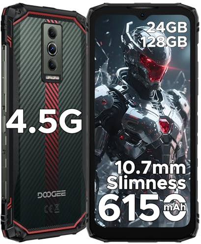 DOOGEERugged BLADE10 Energy Rugged Smartphone 4.5G, 24GB+128GB(TF 2TB), 6.56 HD+90Hz Telefono Indistruttibile Android 15, 6150mAh Batteria, Octa Core, 16MP+8MP, Widevine L1/IP68/GPS/Face ID/NFC
