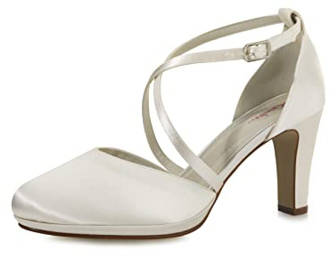 Rainbow Club Scarpe da Sposa Olaila - Two Peace Décolleté da Donna, in Raso Color Crema Avorio, semplici, con Comoda Imbottitura e Laccetto, Misura 38 EU (UK 5)