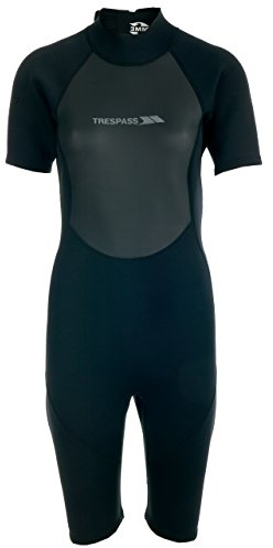Trespass Scubadive, Black, XS, Kurzer Neoprenanzug mit 7mm-Reißverschluss für Damen, X-Small, Schwarz