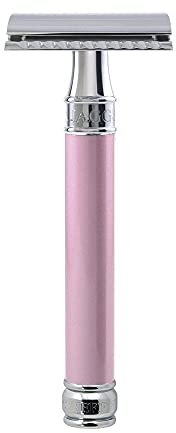 Edwin Jagger Delpi Rasierhobel mit langem Griff, Rosa